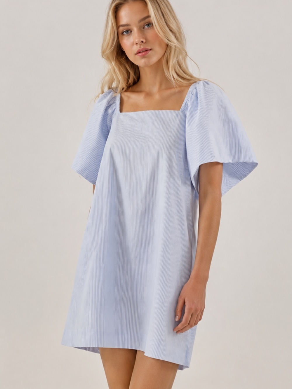 New! Love Bonito Baby Blue Lylah Pinstripe Trapeze Dress Size XXL 8213